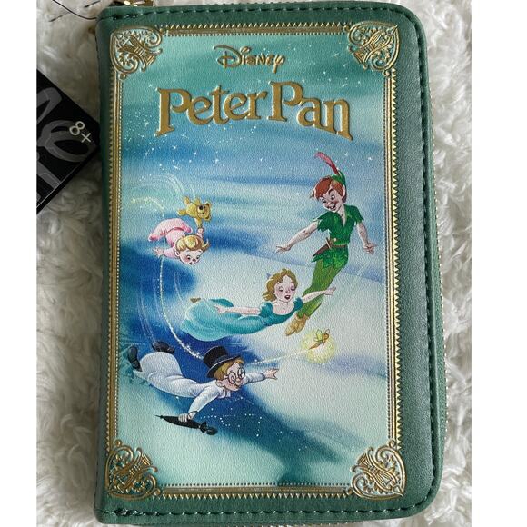 Loungefly Disney Peter Pan Green Zip Around Folding Wallet NEW - Picture 1 of 9